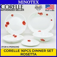 Corelle 16pcs (6 Person) Dinner Set – Vitrelle Glass | Lightweight & Durable Set Pinggan Corelle