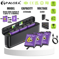 PALO 3-slot Charger For DJI Osmo Action 6/ 5 pro/ 4 / 3 Camera Battery Osmo 360 Battery 2250mah