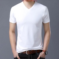 Baju berkolar Baju Kemeja Berkolar Lelaki Baju  Lelaki White bottoming shirt men's short-sved v-neck