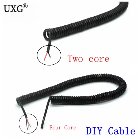 1pcs DIY spring curl line usb 2.0 line usb 4 core wire micro usb mini usb extension data cable 2m 20