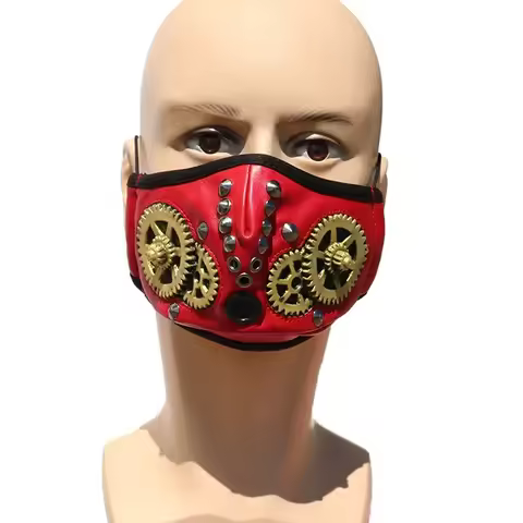 Half Face Cyberpunk Mechanical Masks Halloween Mask Funny Creative Rivet Mask Mechanical Mask Cyberp