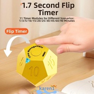 KAREN USB Rechargeable Timer, 12-hedron LED Screen Automatic Rotating Timer, 2 Volume Adjustable 1/3