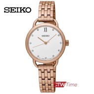 Seiko Ladies Dress Watch นาฬิกาข้อมือผู้หญิง สแตนเลสแท้ รุ่น SUR698P1 (สีโรสโกลด์)