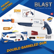 Ready Stock Double Nozzle Soft Bullet Gun Children's gun toy suction cup Can Shot far / pistol manik