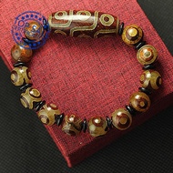 Tibetan Natural Agate Dzi Beads Fengshui Protective Natural Tibetan 9 Eye Dzi Bead Bracelet For Q5Y0