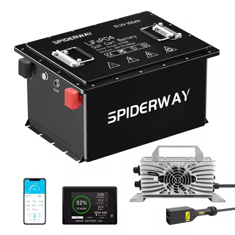 48V 150Ah Golf Cart LiFePO4 Lithium Battery w/ 48V 25A Fast Charger for EZGO TXT 7.68 kWh up to 75 M