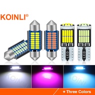 KOINLI Dome Light T10 Festoon 28MM 31MM 36MM 39MM 41MM W5W Car Interior Indicator Signal Parking Wedge Side Door License Plate Read Light Bulb Auto Motorcycle Led Lamp 26SMD 4014