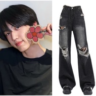 TF Family 4th Generation Zhang Guiyuan American High Street High Waist Ripped Jeans Female Street We