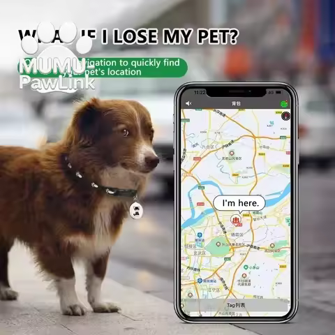 MUMU-PawLink Pet Anti-Lost GPS Tracker Collar, Mini Smart Dog Locator Tracking Device, Find My Pet A