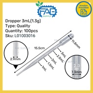 Bundle Quality Disposable Plastic Pasteur Pipette Graduated Pipette Dropper 1mL 3mL 100pcs