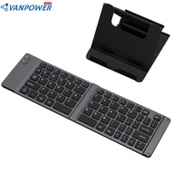 Slim Folding Keypad Mouse Bluetooth-Compatible Tablet Phone Stand 3 Modes Rechargeable for IOS/Andro