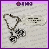 Drive safe keychain, keychain for lover, gift CNY to remind loved ones to Drive safely, mica keychai