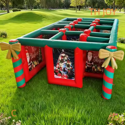 fast air shipping 6x4m big inflatable Christmas maze funny festival Santa Claus labyrinth games