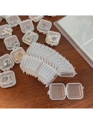 1個小巧透明塑料方形珠寶盒,適用於耳環項鍊戒指配件耳塞便攜式旅行收納盒