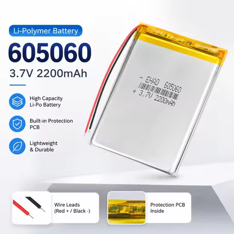 LiPo Battery 605060 3.7V 2200mAh Replacement Cell For GPS Navigator Tablet PC Camera Recorder DVD Po