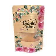 50pcs Thank you Ziplock Bag 10x15cm Floral zipper lock bag Flower Doorgift Goodies Gift Kahwin Bajet