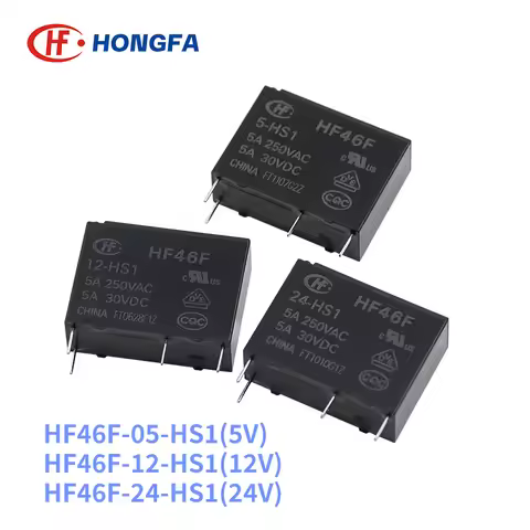 5Pcs HF Relay HF46F HF46F-005-HS1 HF46F-012-HS1 HF46F-024-HS1 HS1T 5A 4PIN 5V 12V 24V Power Relays R