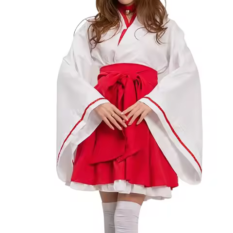 S-4XL Plus Size Japanese Anime Kikyo Kimono Cosplay Women's Miko Costume Fox Spirit Kitsune Kami Oin