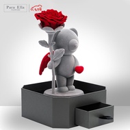 Para Ella 永生花小熊红色玫瑰花永生花礼盒七夕情人节礼物实用生日礼物鲜花送女友结婚表白纪念日送朋友