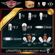 UNIVERSAL CAR HALOGEN BULB T5/T10/T15/4038/1156/1141/1016/T20/T20 AMBER/ROOM LIGHT