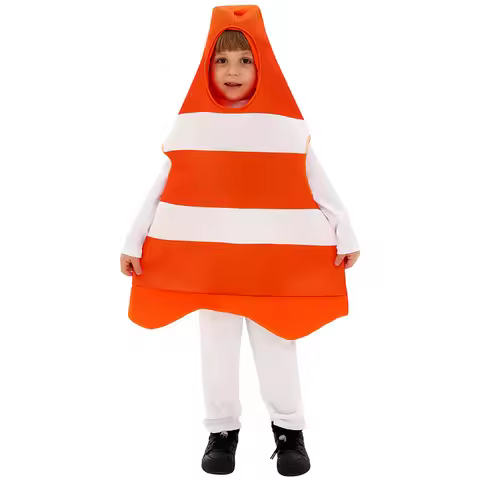 Niño Orange Reflective Cone Halloween Fancy Dress Up Enfant Traffic Cones Costume