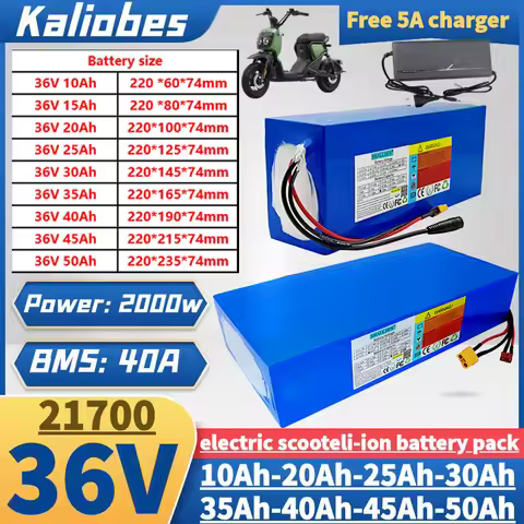 new 21700 36V 10Ah 15Ah 20Ah 25Ah 30Ah 35Ah 40Ah 45Ah 50Ah Lithium battery pack 3000W High-power lit