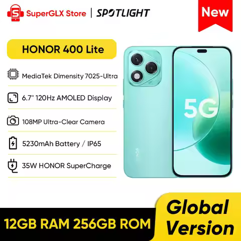 New Global Version HONOR 400 Lite 5G Mediatek Dimensity 7025-Ultra 108MP Camera 6.7" 120Hz AMOLED Sc