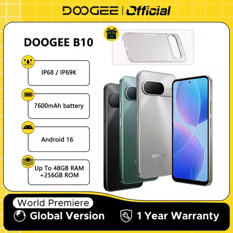 World Premiere DOOGEE B10 Smartphone 7600mAh Battery 6GB 256GB 6.6'' Display 64MP AI Camera Gemini A