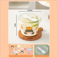 MLADEN 10Pcs Dessert Cup 220/280ml Disposable Cake Pudding Ice Cream Yogurt Cup with Spoon Bekas Pla