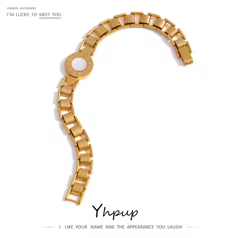 Yhpup 316L Stainless Steel Women Bracelet Trendy Roman Numeral Shell Bracelet New Men