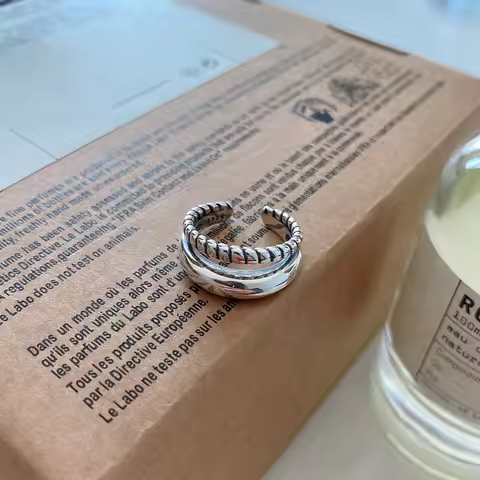 Ensure Material Is S925 Sterling Silver The Minimalist Double-layer Twisted Ring Has A Sense of Fema