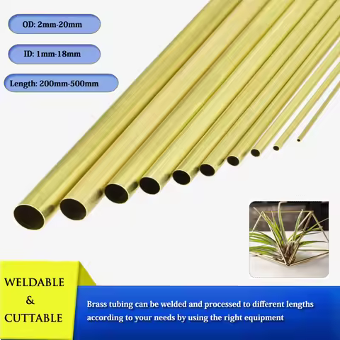 New 1-10pcs Brass Tube DIY Tube Round Diameter 2/3/4/5/6/7/8/10/14/16/20mm L200mm 300mm 500mm Brass 