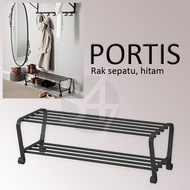 Black SHOE RACK / PORTIS Steel Shoe Holder 90 x 28 cm / Slipper Rack