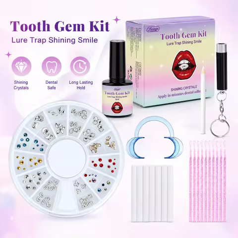 Professional Gem Teeth Decoration Set - With Curing Light & Adhesive, Easy-to-Remove Crystals for Un