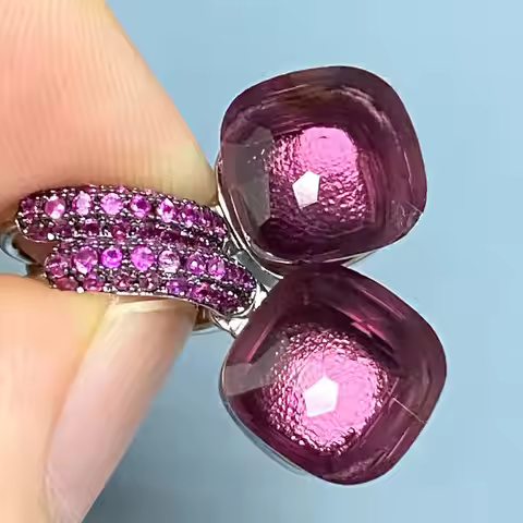 10.6mm Classic Nudo Earrings Inlay Purple Zircon with Black Gun Plated Square Candy Crystal Earrings