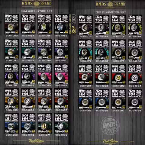 BNDS 1/64 Metal Wheels With Rubber Tires Alloy Design Rims Detail-up Parts JDM VIP Style for Model V