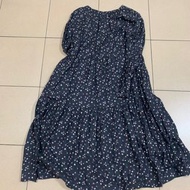Uniqlo 童裝 洋裝 碎花 黑色 可愛 復古 160 日本 百元