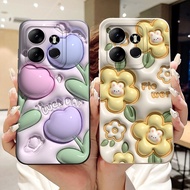 For Tecno Spark Go 2023 BF7n Casing Fashion Flower Square Lens Protective Soft Cover For Tecno Pop 7