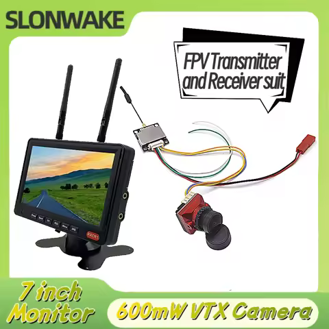 SLONWAKE 5.8G 600mW VTX Transmitter Camera 1500TVL FPV 7INCH Dual antennas Receiving Monitor With DV
