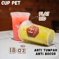 18 Oz PET Plastic Cup + Strawless Spill-Proof Lid 18oz Ice Coffee Tea Milk Cup/