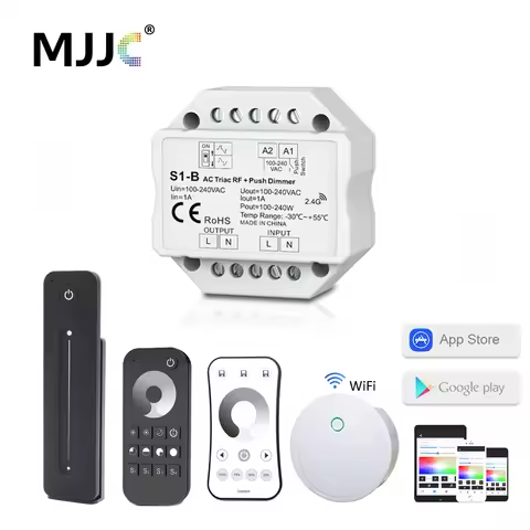 LED Dimmer 220V AC Triac Dimmer 230V 110V Wireless RF Dimmable Push Switch with 2.4G Remote Dimmer f