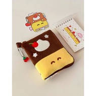 Cute soft fur passport bag with pudding shape - mini wallet, notebook bag, student card