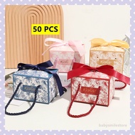 50pcs Kotak Telur Wedding Floral Handle Goodies Box Kotak Doorgift Kahwin Doorgift Box Candy Gift Bo