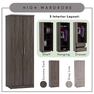 ALiST - DUBLIN High Wardrode / Wardrobe With Drawer / Bookcase / File Cabinet / Clothes Cabinet / Almari Baju Rendah 2 Pintu / Bedroom Cabinet / Kabinet Baju Kayu / Almari Bilik / Almari Baju Murah / 衣橱 / 衣柜 / 办公室橱 / 书橱 / 文件橱