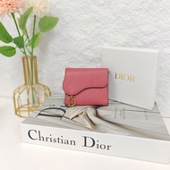 Dior 迪奧 粉色Saddle Lotus 錢包