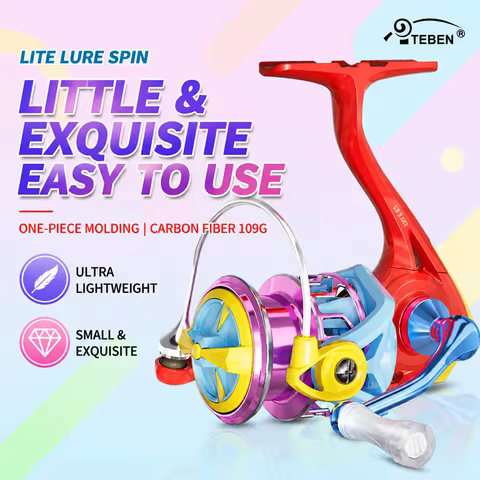 TEBEN Lite Spin Lure Spinning Fishing Reel Carbon Fiber 109g Ultralight Zero Gap Integrated Line Cas