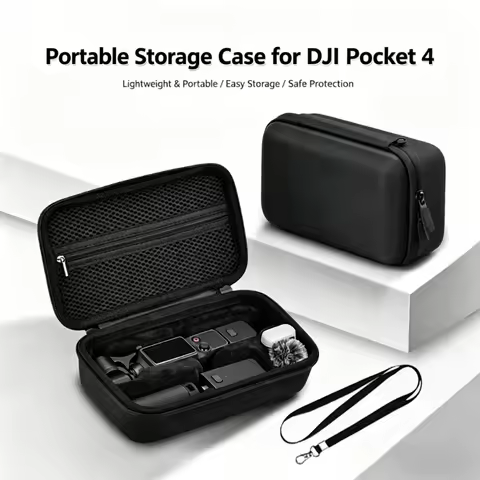 Carrying Case for DJI Osmo Pocket 4 Accessories, Compact PU Lether Protective Storage Travel Bag for