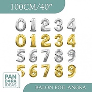 100cm Large Number Foil Balloon Gold/Silver 1 meter Jumbo Number Balloon/