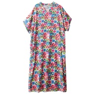 XITAO Batwing A-line Print Flower Dress Half Sleeve Leisure Sweet Vacation Style V-neck Summer Women