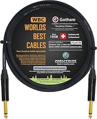 6 Foot - Gotham GAC-1 Ultra Pro - Premium Low-Cap (21 pf/F) Guitar Bass Instrument Cable β w/Neutrik